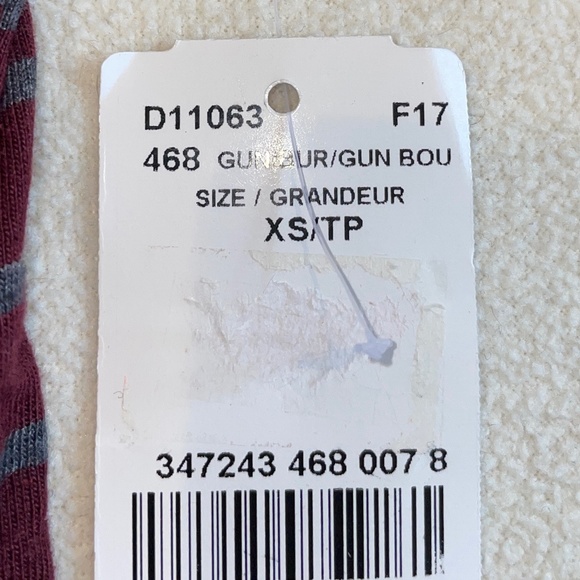 BNWT Stripe Cotton & Modal V-Neck Tunic  in Burgundy & Gray Size XS - Picture 4 of 4